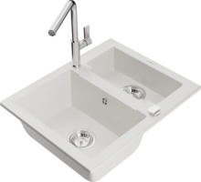 Graniitköögivalamu Mexen Carlos 6518-20-670401-00, 58.2 x 47.5 x 17.7 cm, valge, koos segisti ja sifooniga