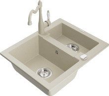 Graniidist köögivalamu Mexen Carlos 6518-69-670700-69, 58 x 47 x 17.7 cm, beež, koos segisti ja sifooniga