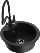 Graniidist köögivalamu Mexen Diego 6512-77-671701-70-B, 48 x 48 x 16.7 cm, must, segisti ja sifooniga