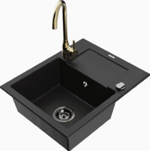 Graniidist köögivalamu Mexen Enzo 6506-77-670200-50-B, 57 x 46 x 17.4 cm, must/gold