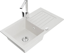 Graniidist köögivalamu Mexen Pablo 6510-20-670300-00, 75 x 43 x 16.1 cm, valge, segisti ja sifooniga
