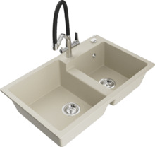 Graniidist köögivalamu Mexen Tomas 6516-69-671701-07, 80 x 50 x 19 cm, beež, segisti ja sifooniga
