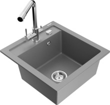 Graniidist köögivalamu Mexen Vito 6503-71-671600-00, 49 x 52 x 21 cm, hall, koos segisti ja sifooniga