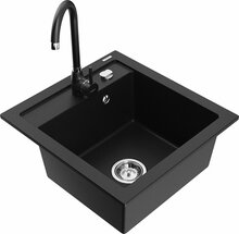 Graniidist köögivalamu Mexen Vito 6503-77-670200-70, 52 x 49 x 21 cm, must, segisti ja sifooniga