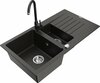 Graniidist köögivalamu Mexen Matias 6502-75-670200-70, 90 x 50.5 x 20 cm, must/kuldne, koos segisti ja sifooniga
