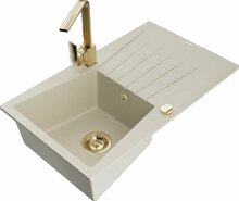 Graniidist köögivalamu Mexen Cesar 6514-69-670300-50, 77.5 x 47 x 20 cm, beež, segisti ja sifooniga