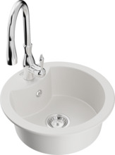 Graniitköögivalamu Mexen Diego 6512-20-672601-00, 48 x 48 x 16 cm, valge, segisti ja sifooniga