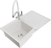 Graniidist köögivalamu Mexen Cesar 6514-20-671701-02, 77.5 x 47 x 20 cm, valge/hõbedane, koos segisti ja sifooniga