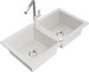 Graniidist köögivalamu Mexen Mario 6504-20-670401-06, 82 x 43.6 x 16.1 cm, valge/hall, koos segisti ja sifooniga