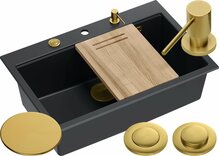 Graniitvalamu Quadron Marc HQM7650U7PVDG1, 92 x 58 x 29 cm, süsimust/kuld