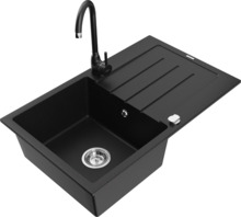 Graniidist köögivalamu Mexen Bruno 6513-77-670200-70, 79 x 49 x 20 cm, must, koos segisti ja sifooniga