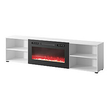 TV-aluskapp Cama Meble Polo, 200 x 33 x 50.5 cm, valge + must kamin