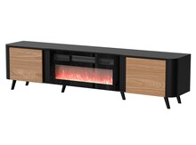 TV-alus Cama Meble Volare, 200 x 39 x 49 cm, must/pähkel + kamin