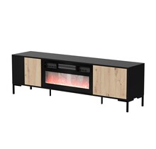 TV-alus Cama Meble Merci, 180 x 40 x 53.5 cm, must/tamm koos kaminaga
