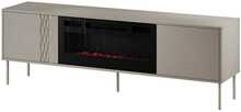 TV-aluskapp Cama Meble EF Tresse, 180 x 40 x 54.5 cm, must, kašmiir matt koos kaminaga