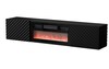 TV-alus Cama Meble Lara, 183 x 35 x 37 cm, must matt, musta kaminaga
