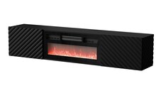 TV-alus Cama Meble Lara, 183 x 35 x 37 cm, must matt, musta kaminaga