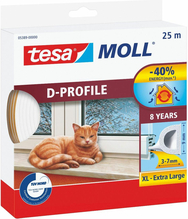 Kummist tihendusteip Tesa, D profiil, 9 mm, 25 m, valge