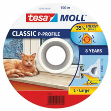 Tihendusteip Tesa P, 2/5 mm x 9 mm x 100 m, valge