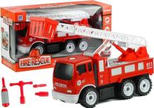 Mänguasi tuletõrjeauto Lean Toys eemaldatavate redelite ja tööriistadega