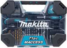 Puuride ja kruvikeeraja otsikute komplekt Makita E-22589, 71 tk