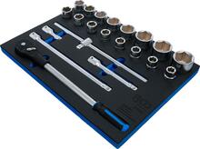 Tööriistakohver BGS Technic 6080, padrunvõtmete ja tööriistade komplekt 20 mm (3/4), 21 tk