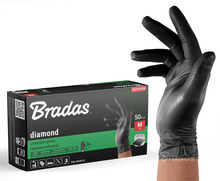 Ühekordsed töökindad Bradas Diamond, must, M suurus, 50 tk