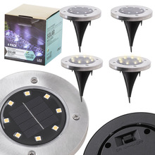 Päikesepaneeliga maapealsed aialambid Mobellex, 8LED, 4 tk, külm valge