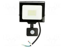 LED prožektor GTV G-TECH, 30 W, 3000 lm, 6000 K, IP65, must, GT-GCR30W-64