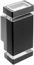 Õue seinavalgusti GTV Nessa, 2 x GU10, 50 W, IP54, 11 x 24.5 cm, must