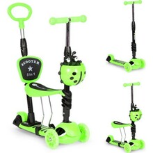Kolmerattaline tõukeratas Ecotoys 5in1 ladybird, roheline
