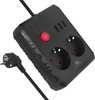Pikendusjuhe Maclean MCE388 B, 2 pistikupesa + 3xUSB, 3 m, must