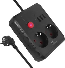 Pikendusjuhe Maclean MCE388 B, 2 pistikupesa + 3xUSB, 3 m, must