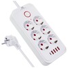 Pikendusjuhe Maclean MCE389 W, 6 pistikupesa + 4xUSB, 1.5 m, valge, 2500 W