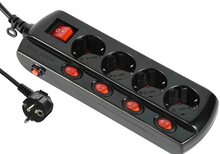 Pikendusjuhe Electraline 62515, 4 pistikut, 1,5 m, must