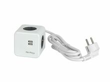 Pikendusjuhe Aura Line CUBE, 4 pistikupesa, 2 USB, 1.5 m, 16A, 3680W