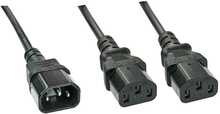 Toitekaabel Lindy 30363, C14 kuni 2x C13, 1 m, must