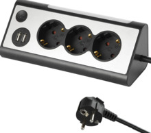 Pikendusjuhe Electraline 62512, 3 pistikut + 2 USB, 1,5 m, must
