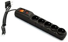 Pikendusjuhe Acar F5, 5 pistikupesa, 3 m, must