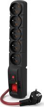 Pikendusjuhe Acar F5 Power, 5 pistikut, 3 m, must