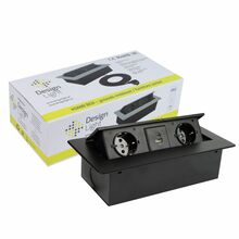 Pikendusjuhe Design Light KOMBI BOX, 2x Schuko, 1x USB, 1x USB-C, 3 m, must