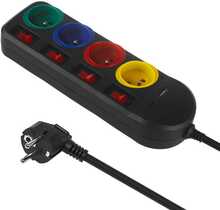 Pikendusjuhe Maclean MCE508 B, 4 pistikupesa + USB A/C, 1,5 m, must