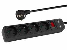 Pikendusjuhe Blow PR-470WSP/USB, 4 pistikut, 3 m, must, USB, maandusega, lülitiga