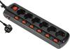 Pikendusjuhe Electraline 62517, 6 pistikut, 1,5 m, must