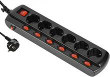 Pikendusjuhe Electraline 62517, 6 pistikut, 1,5 m, must