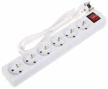 Pikendusjuhe Blow PR-1.5M-6G-SW/W, 6 pistikut, 1.3 m, valge