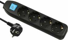 Pikendusjuhe Electraline 62041, 4 pistikut, 3 m, must