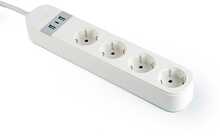 Pikendusjuhe Gembird TSL-PS-S4U-01-W, 4 pistikupesa, 2 USB, 1.5 m, valge