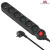 Pikendusjuhe Maclean MCE187, 6 pistikut, 3 m, must
