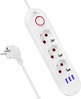 Pikendusjuhe Maclean MCE394 W, 3 pistikupesa + 3xUSB, 2500 W, 1.5 m, valge